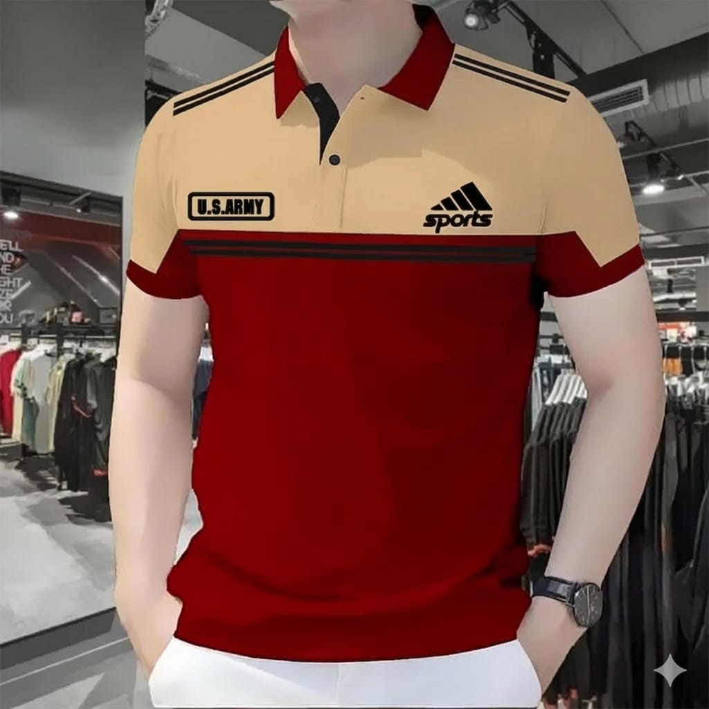 PK Cotton Polo Shirt For Men's [New Sports Biscuit/Meroon]