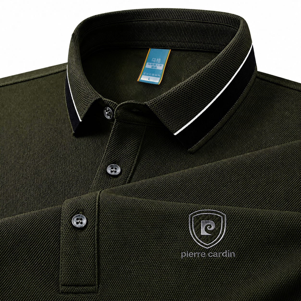 100% Knittin Dying PK Cotton Polo Shirt For Men's [Pierre Cardin-Olive]
