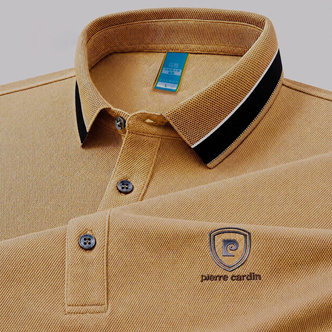 100% Knittin Dying PK Cotton Polo Shirt For Men's [Pierre Cardin-biscuit]